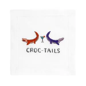 NAPKINS LINEN - AM - “CROC-TAILS” LINEN COCKTAIL SET OF 4 BOXED