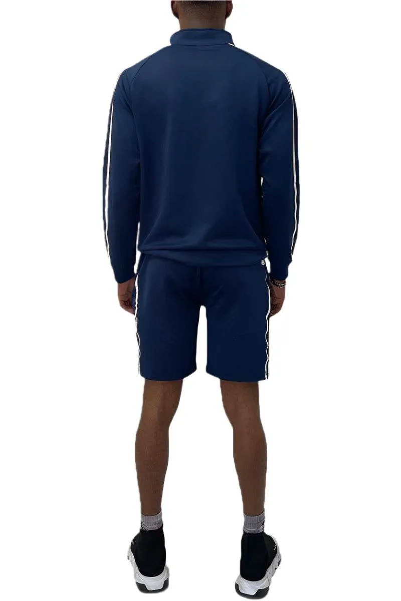 Navy Blue Jordan Track Jacket Short Set