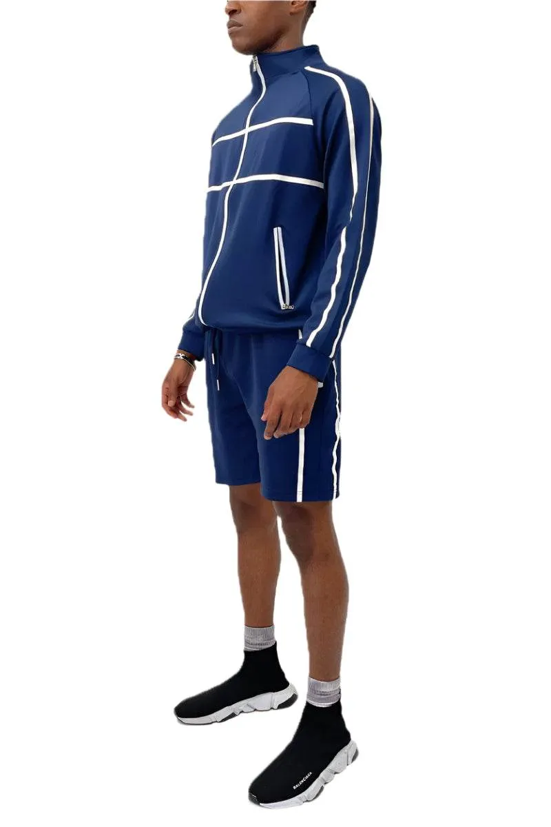 Navy Blue Jordan Track Jacket Short Set