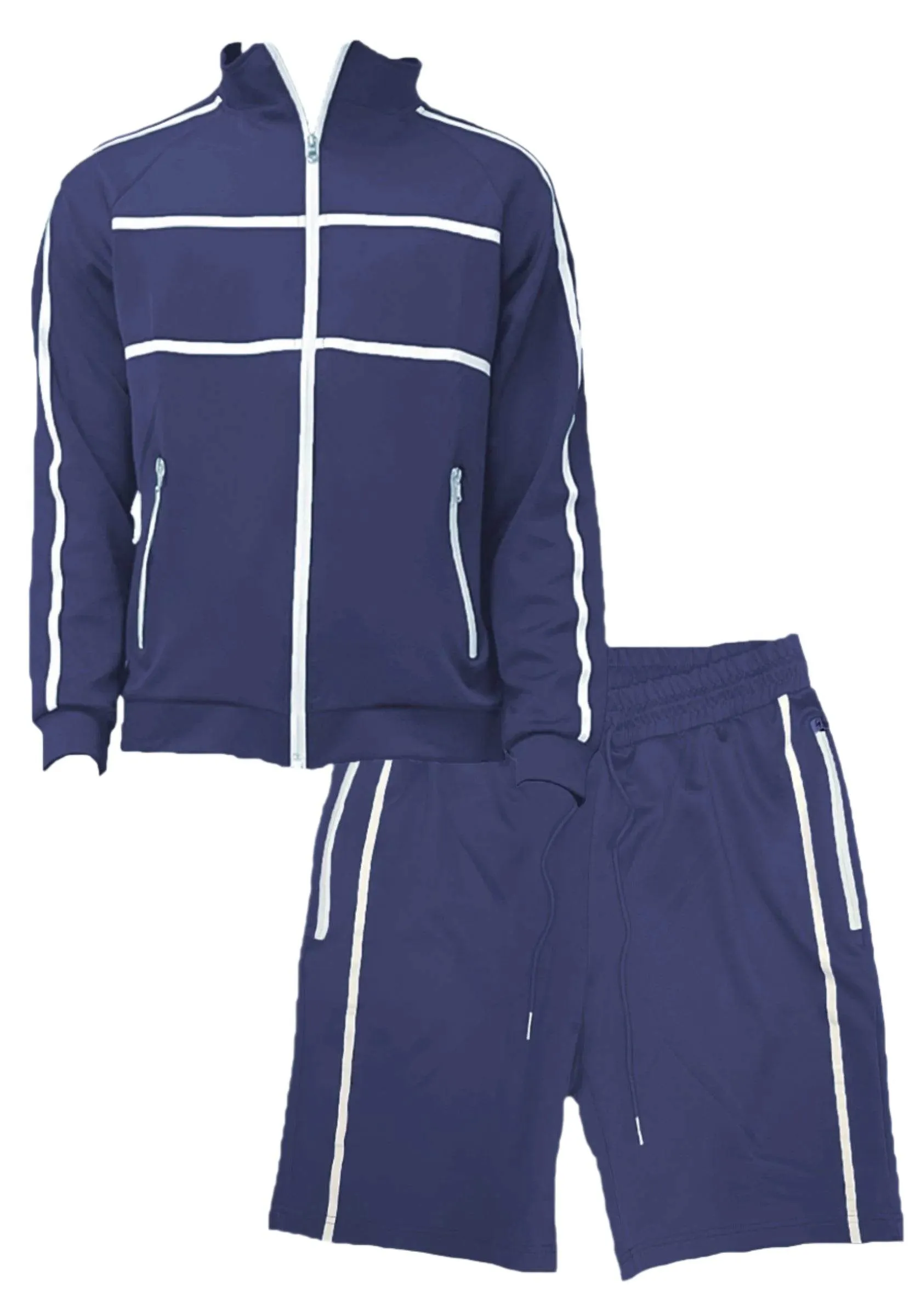 Navy Blue Jordan Track Jacket Short Set