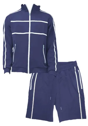Navy Blue Jordan Track Jacket Short Set