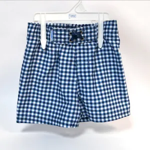 Navy Gingham Swim Trunks