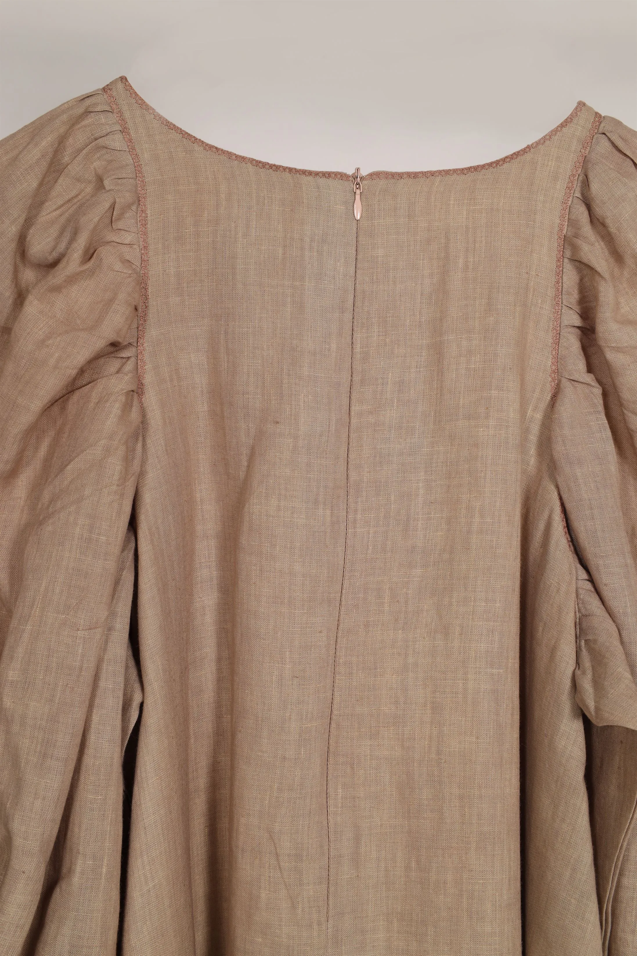 New Season Summer to Fall 2024-Dress Racer Embroidered Linen Beige-BG/L/052-Suzanne-Fashion Edit Hemji