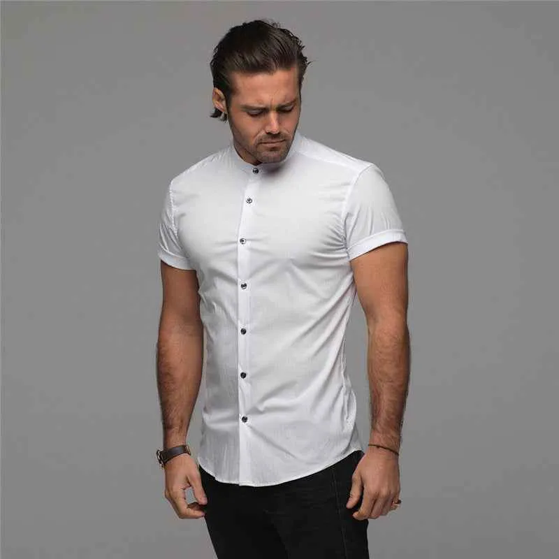New Summer Fitness Shirt Casual Cotton Tops Short Sleeve Sports Shirt for Men