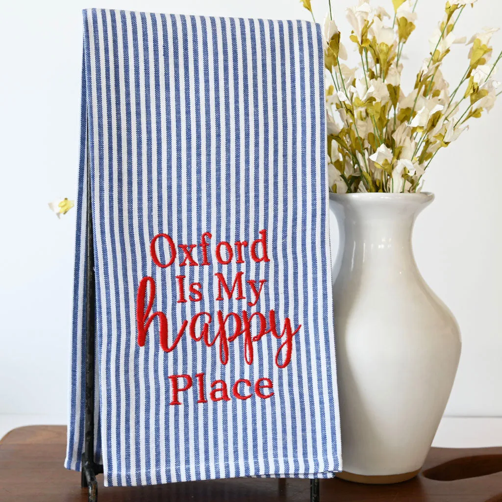 Oxford is my Happy Place Embroidered Hand Towel