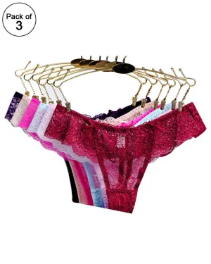 Pack of 3 - Sexy Summer Soft Cotton Net Panty For Ladies
