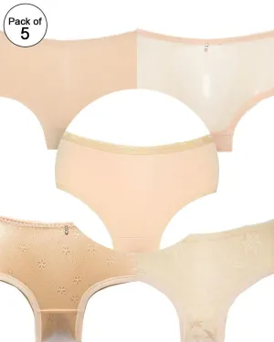 Pack of 5 - Embroidered MIx Cotton Net Panty For Women
