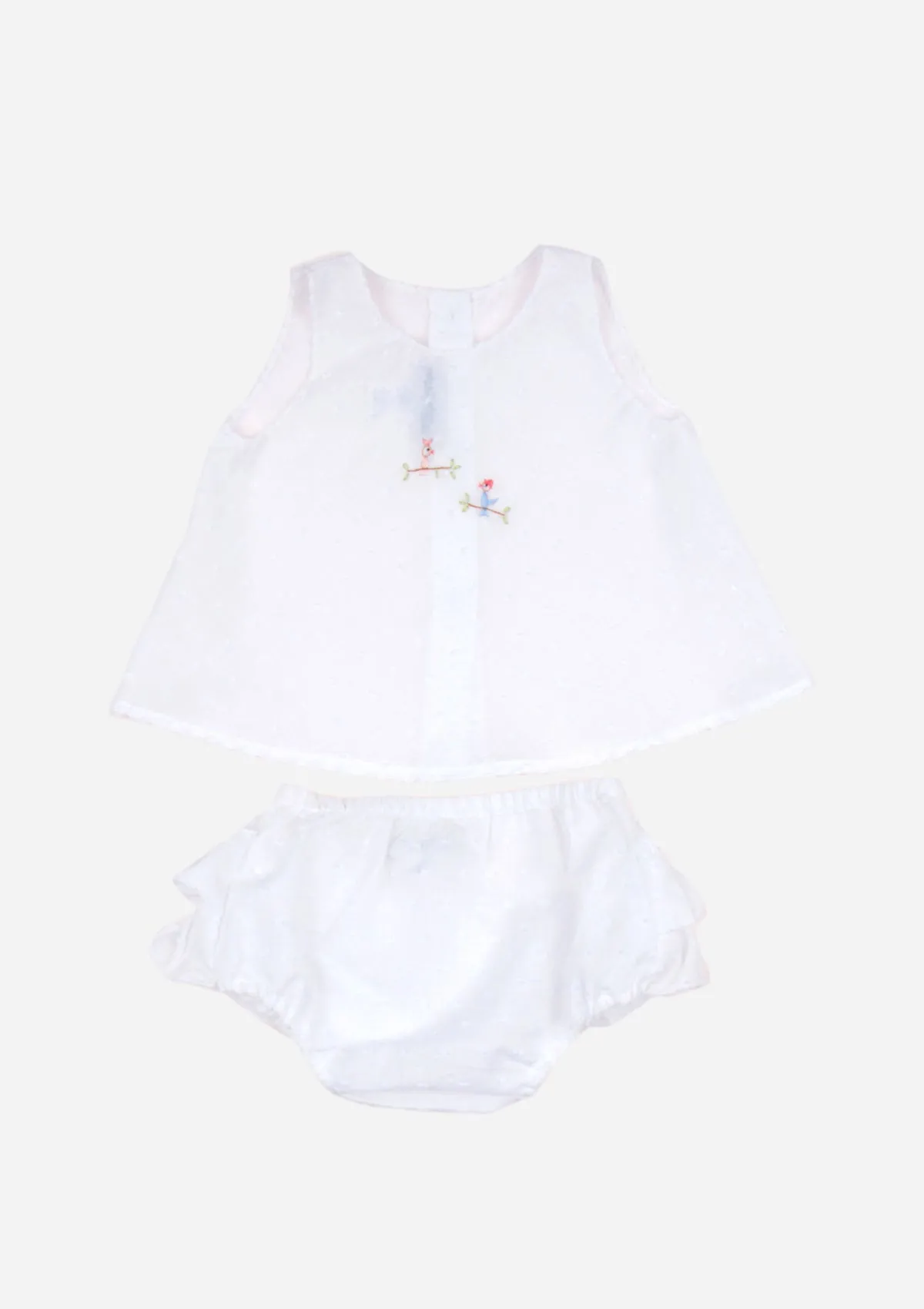 Parrot Buddies Top & Ruffle Bottom, White