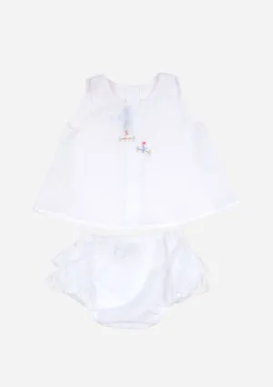 Parrot Buddies Top & Ruffle Bottom, White
