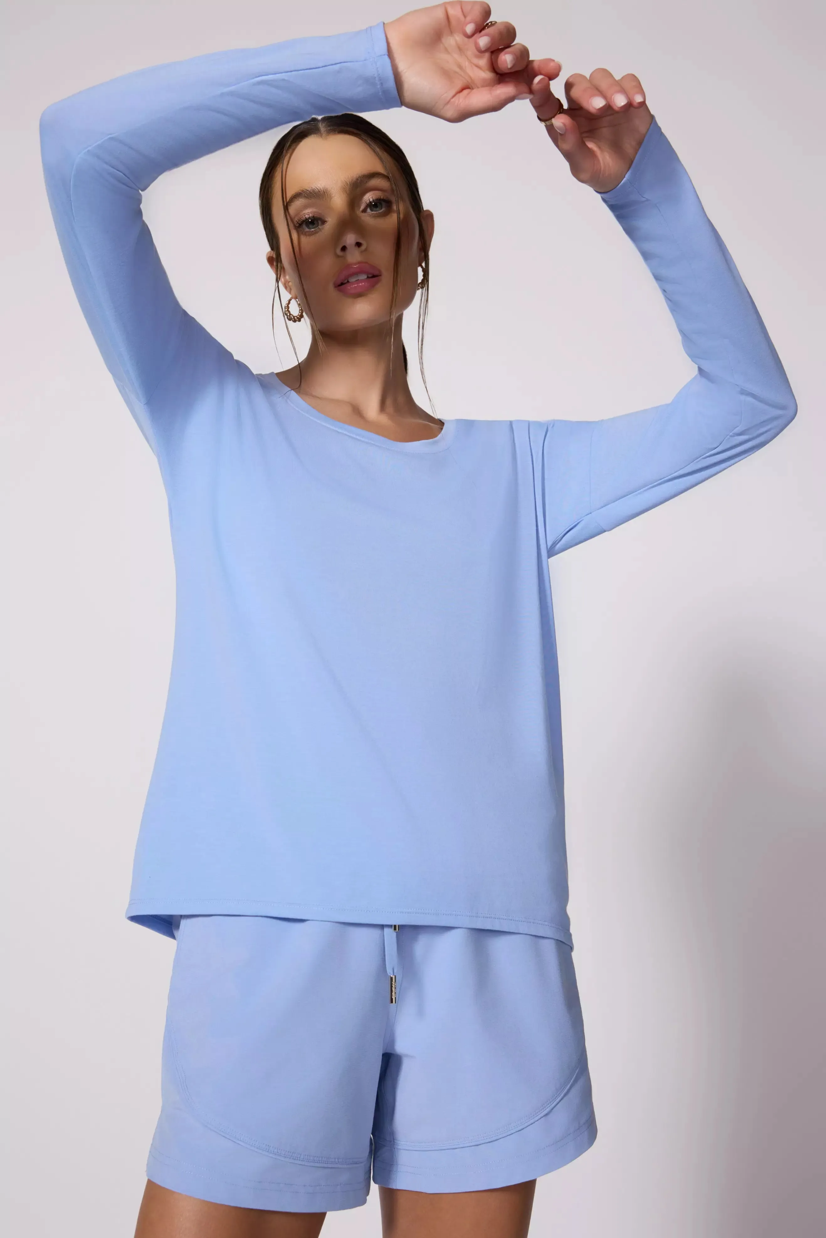 Performance Knit Long Sleeve Tee - Hydrangea