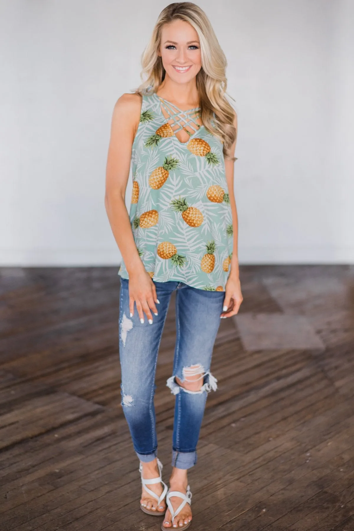 Pineapple Dreams Tank Top - Mint