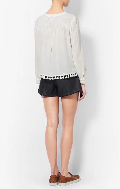 Pintuck Tassel Top