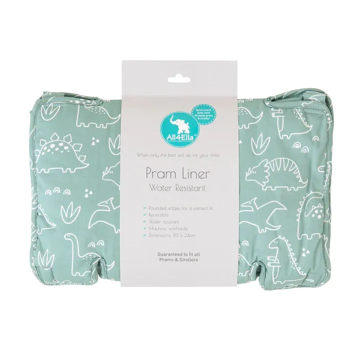 Pram Liner - Dino Sage
