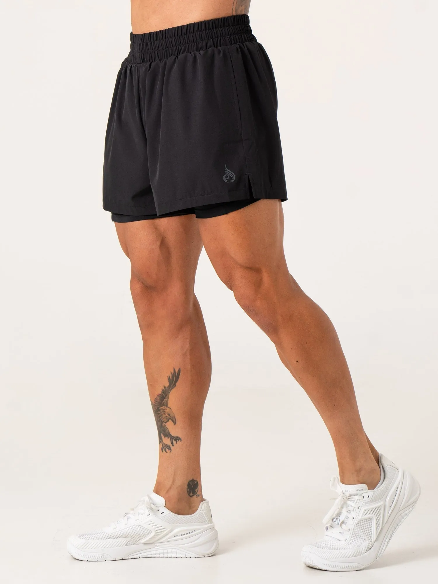 Pursuit 2 In 1 Training Shorts - Black