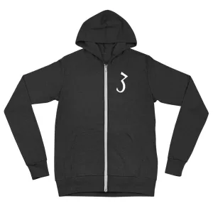"3" Zip Up hoodie (White Print)