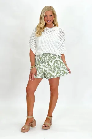 Sage Elastic Waist Print Shorts