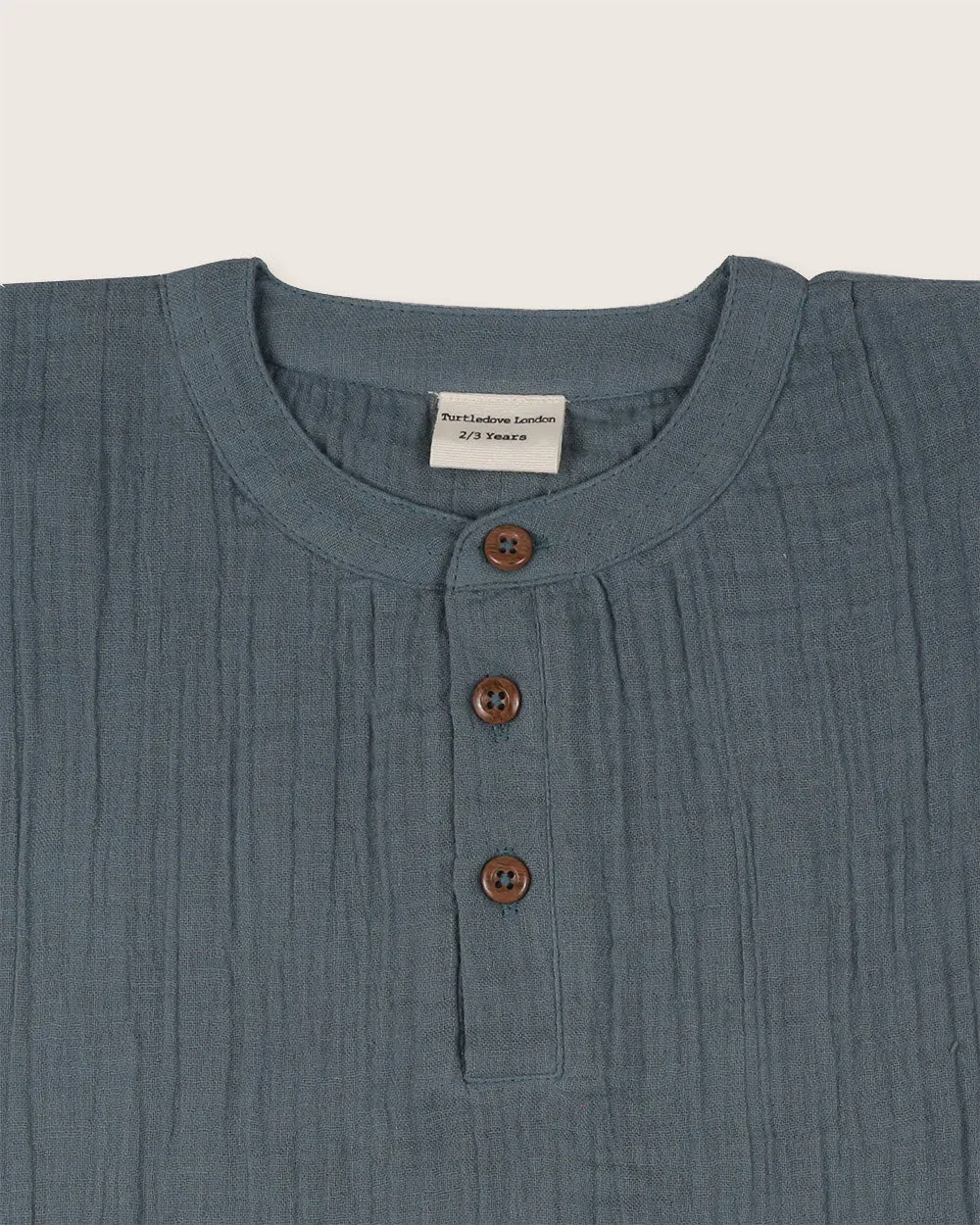 Sea Blue Mandarin Collar Shirt