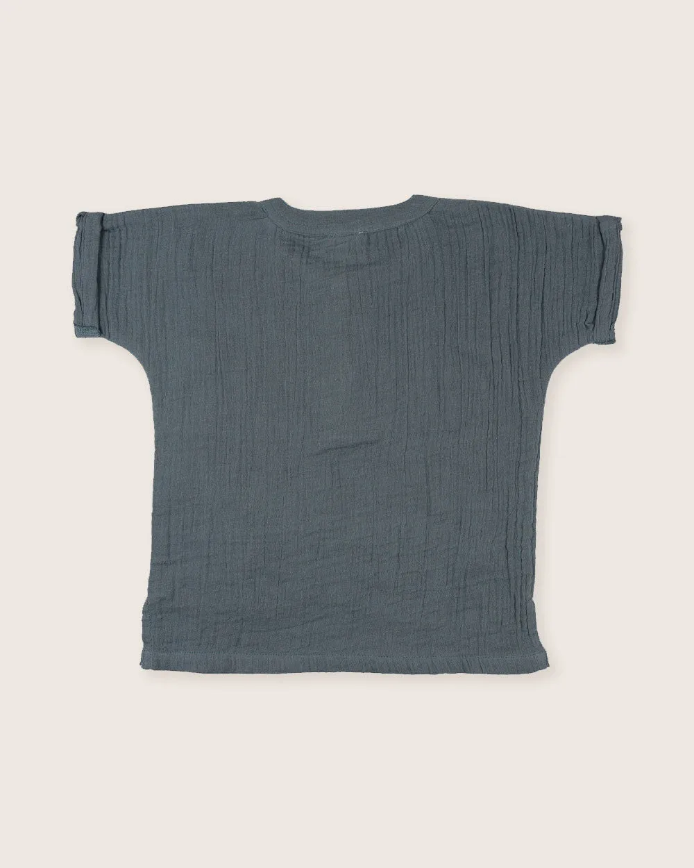 Sea Blue Mandarin Collar Shirt