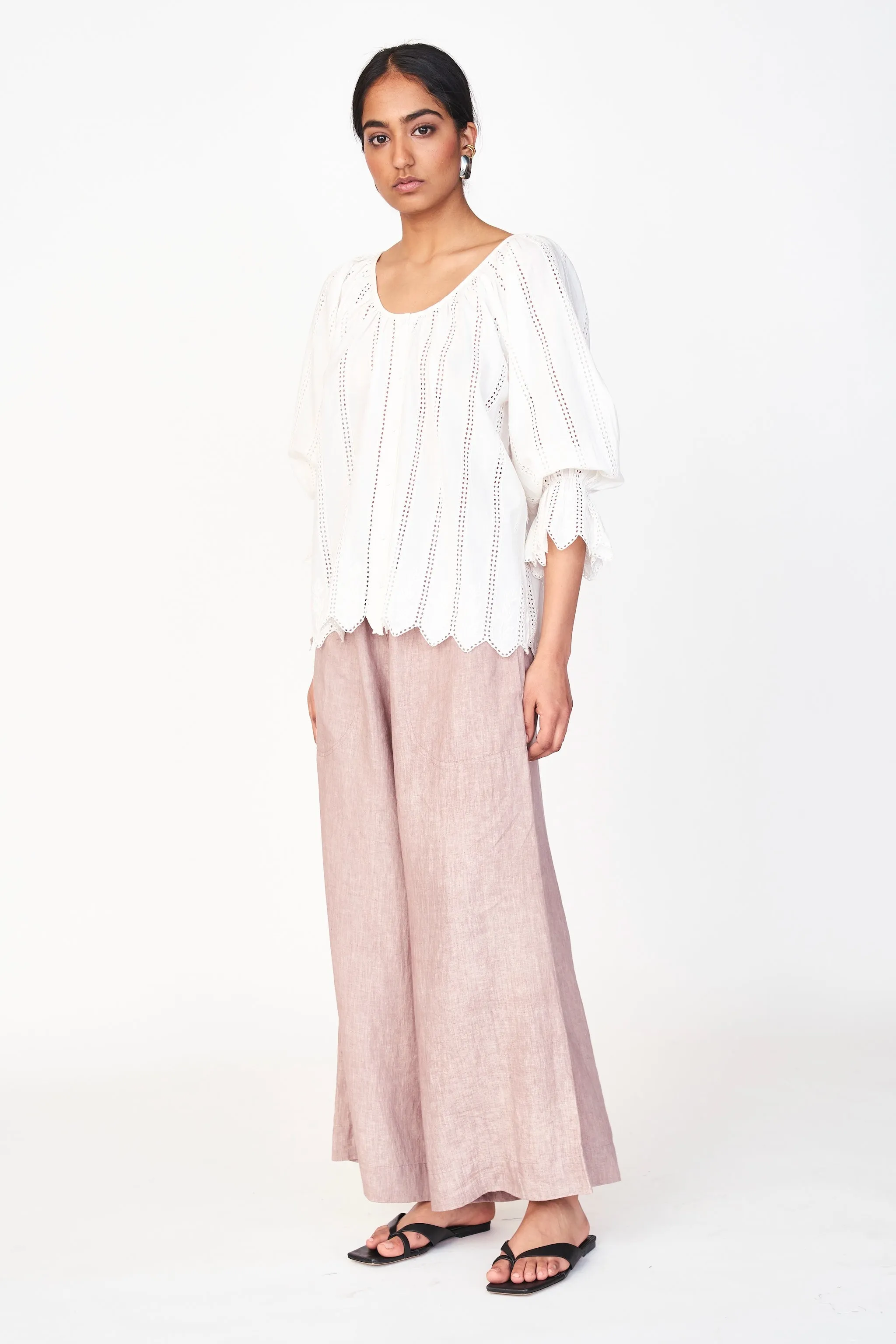 Seville Top in White Vine Eyelet