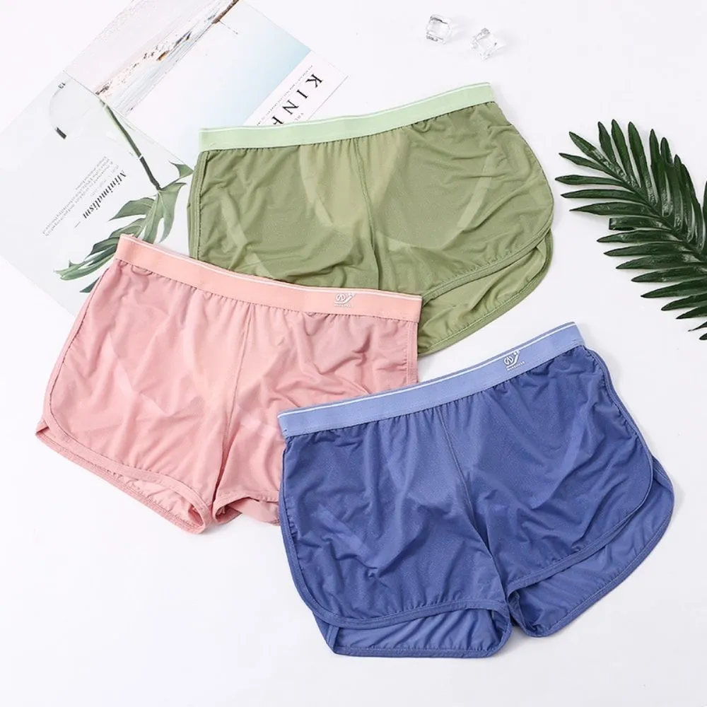 Side Split Independent Pouch Ice Silk Men's Underwear (4-Pack)  - JEWYEE 1056DK