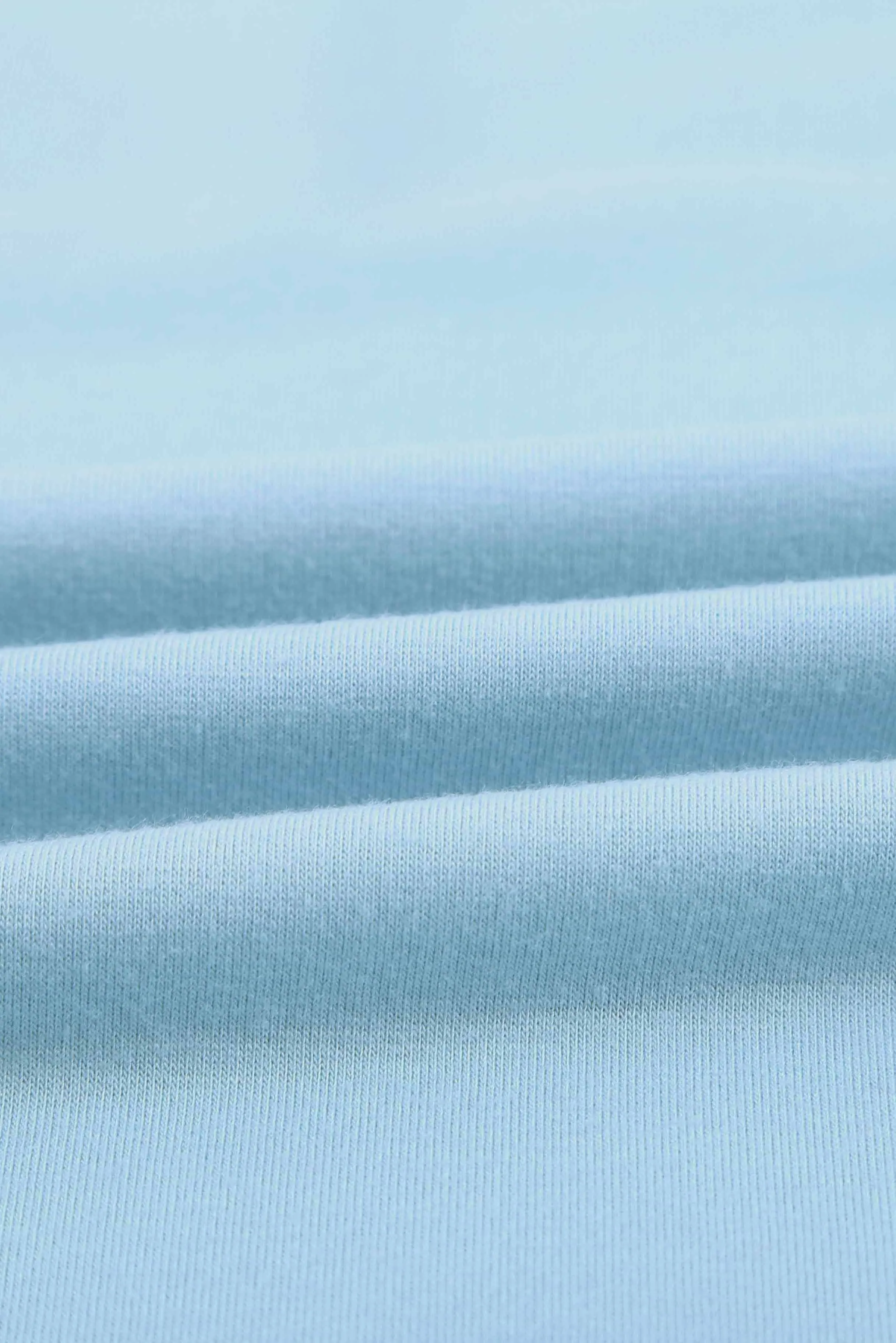 Sky Blue Knit Pocketed Side Slits Short Sleeve Tee