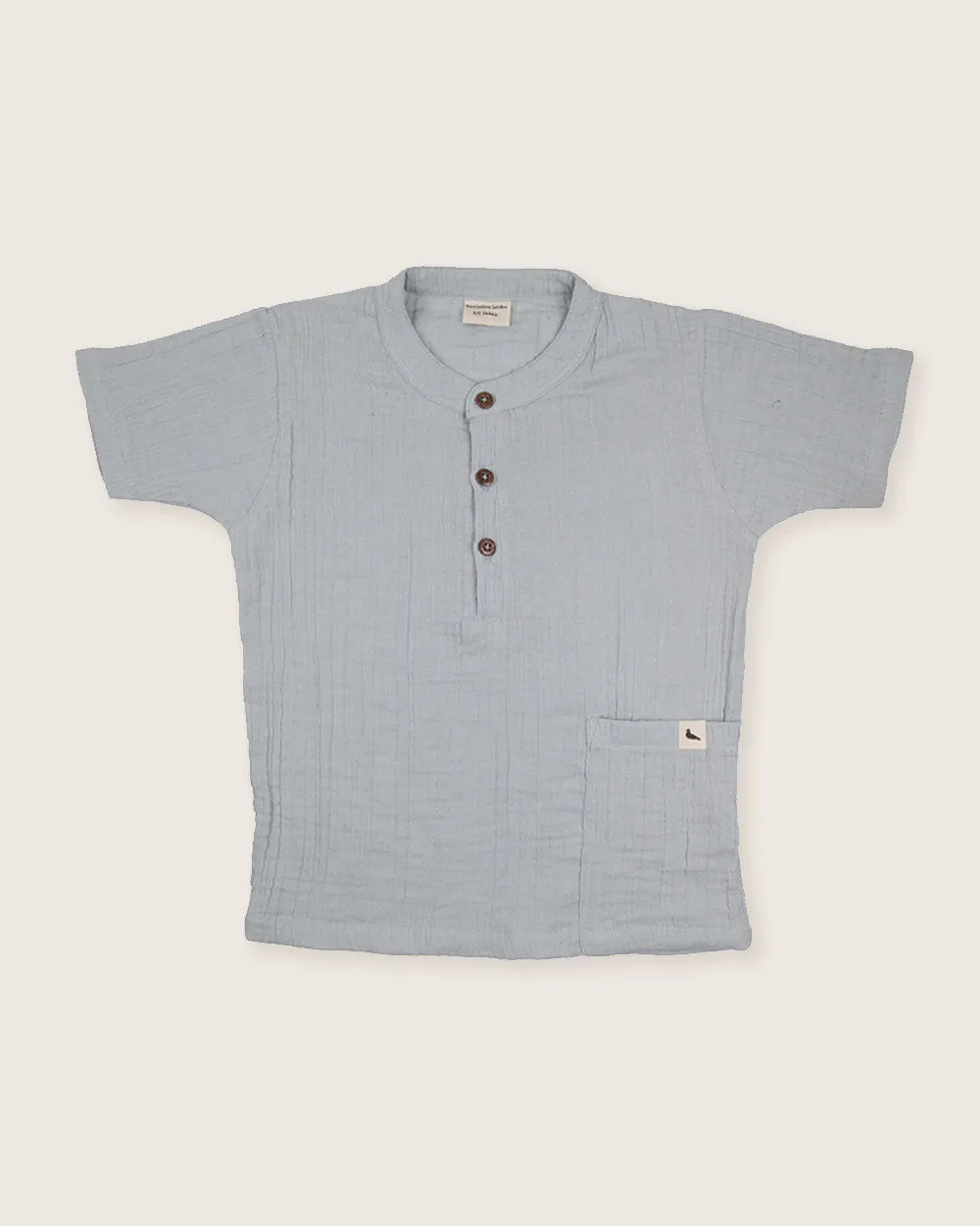 Sky Blue Mandarin Collar Shirt