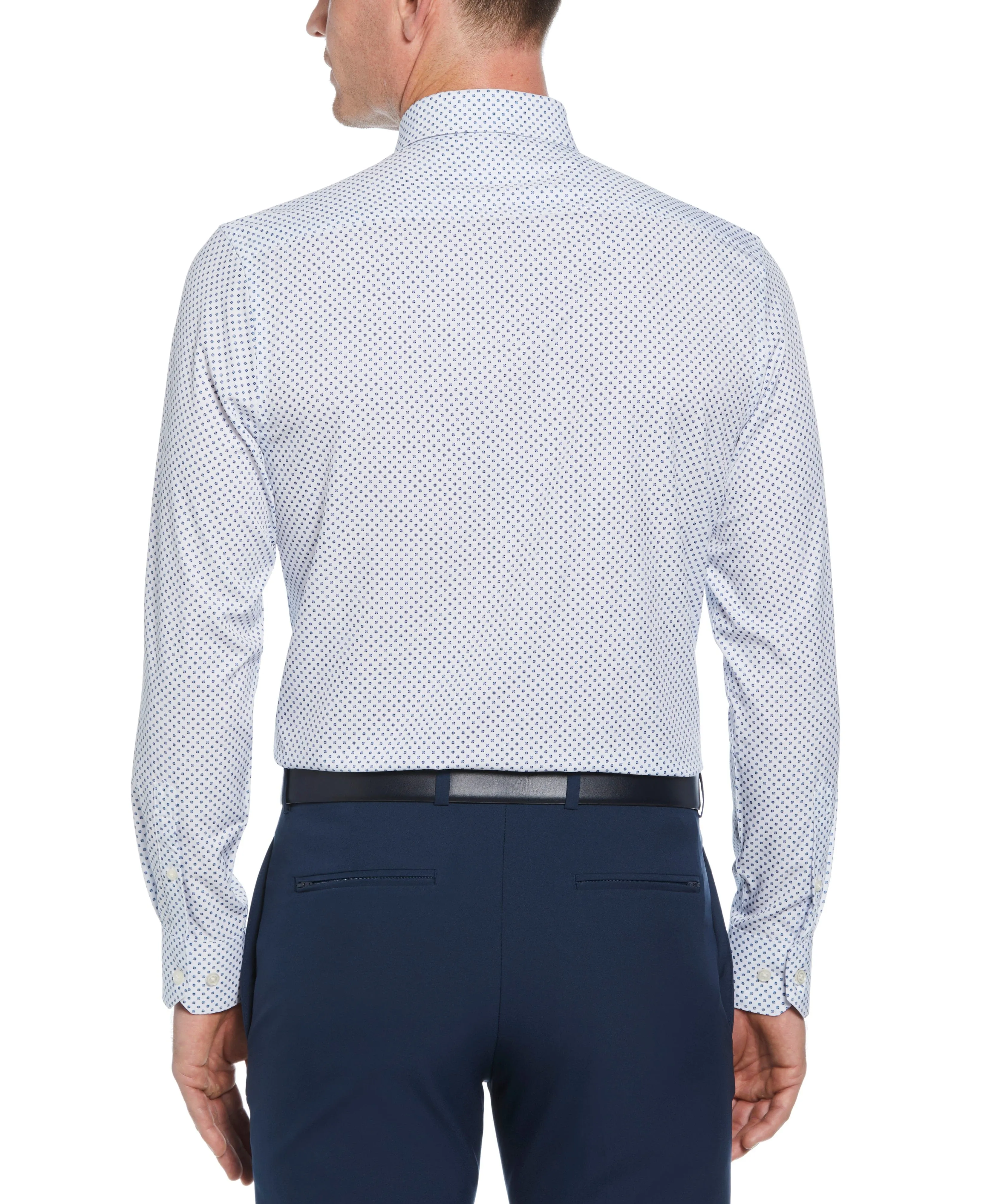Slim Fit Stretch Button-Down Circle Print Dress Shirt