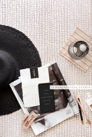 Smartphone with Black Hat & Water, Stock Image.