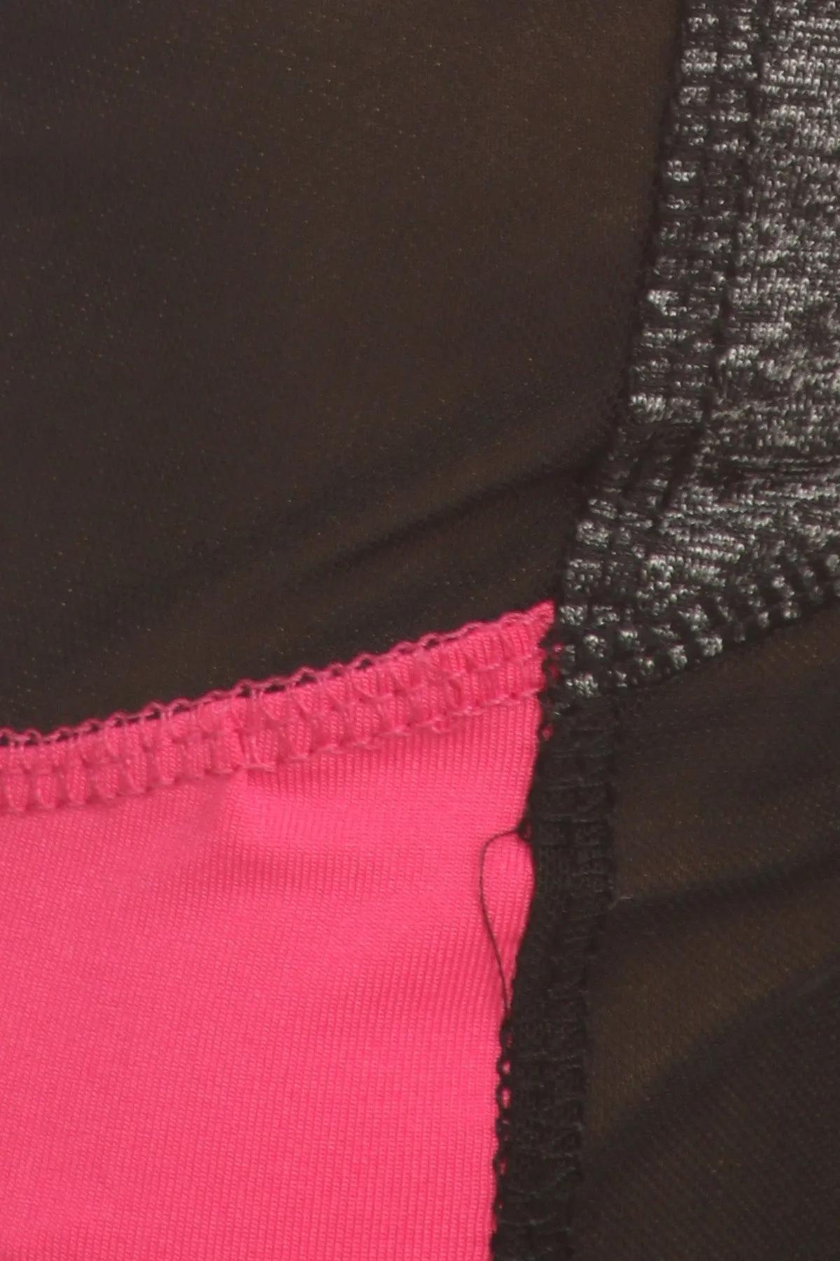 Solid Contrasting Color Block Mesh Panel Leggings