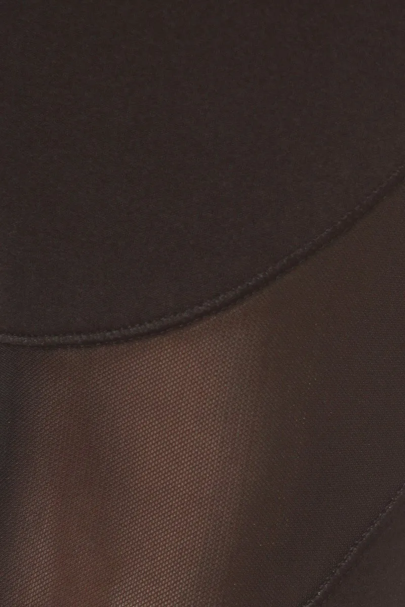 Solid Fitted Style Elastic Mesh Panels Leggings
