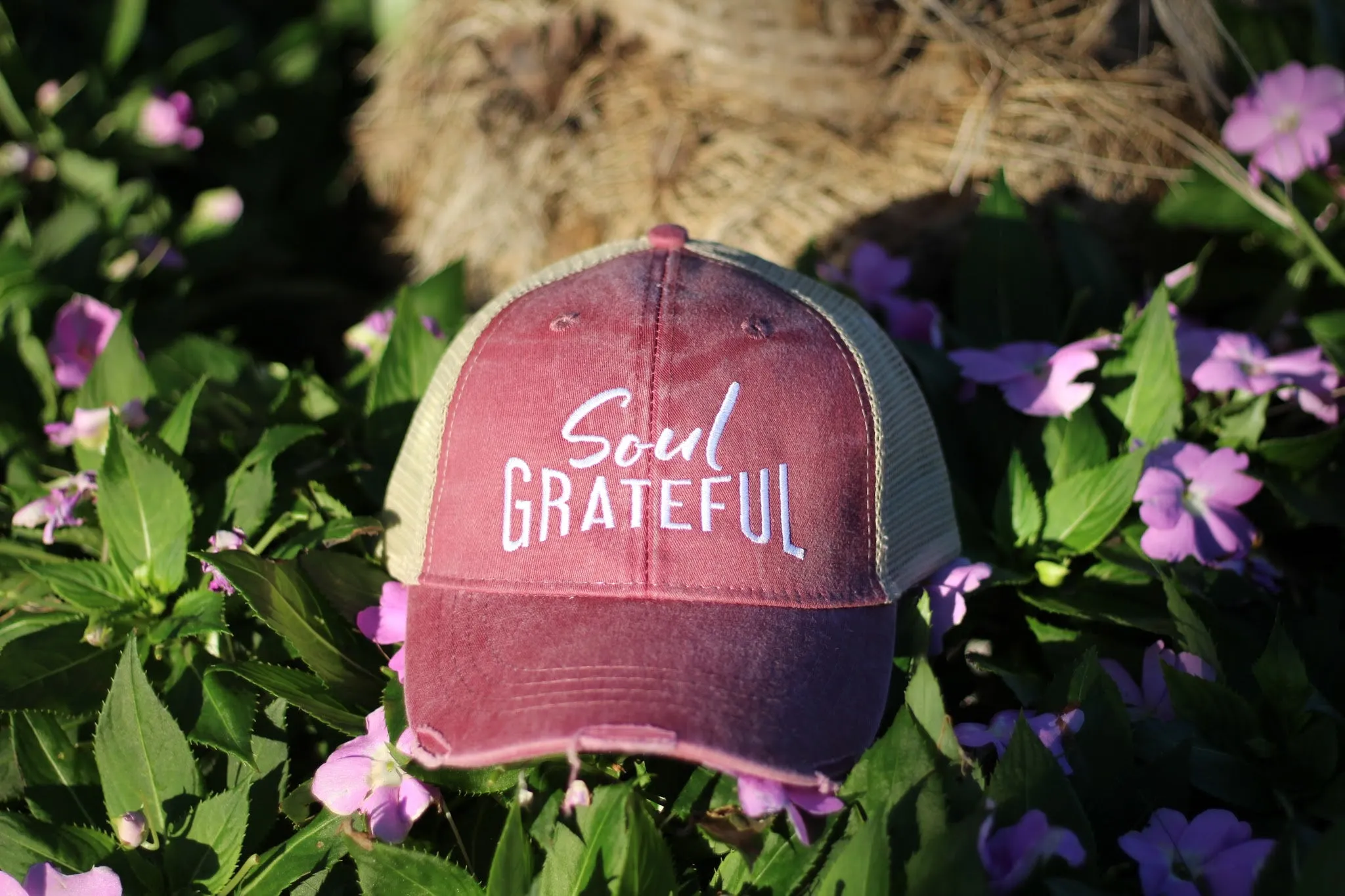 Soul Grateful Trucker Cap (Raspberry/Tan)