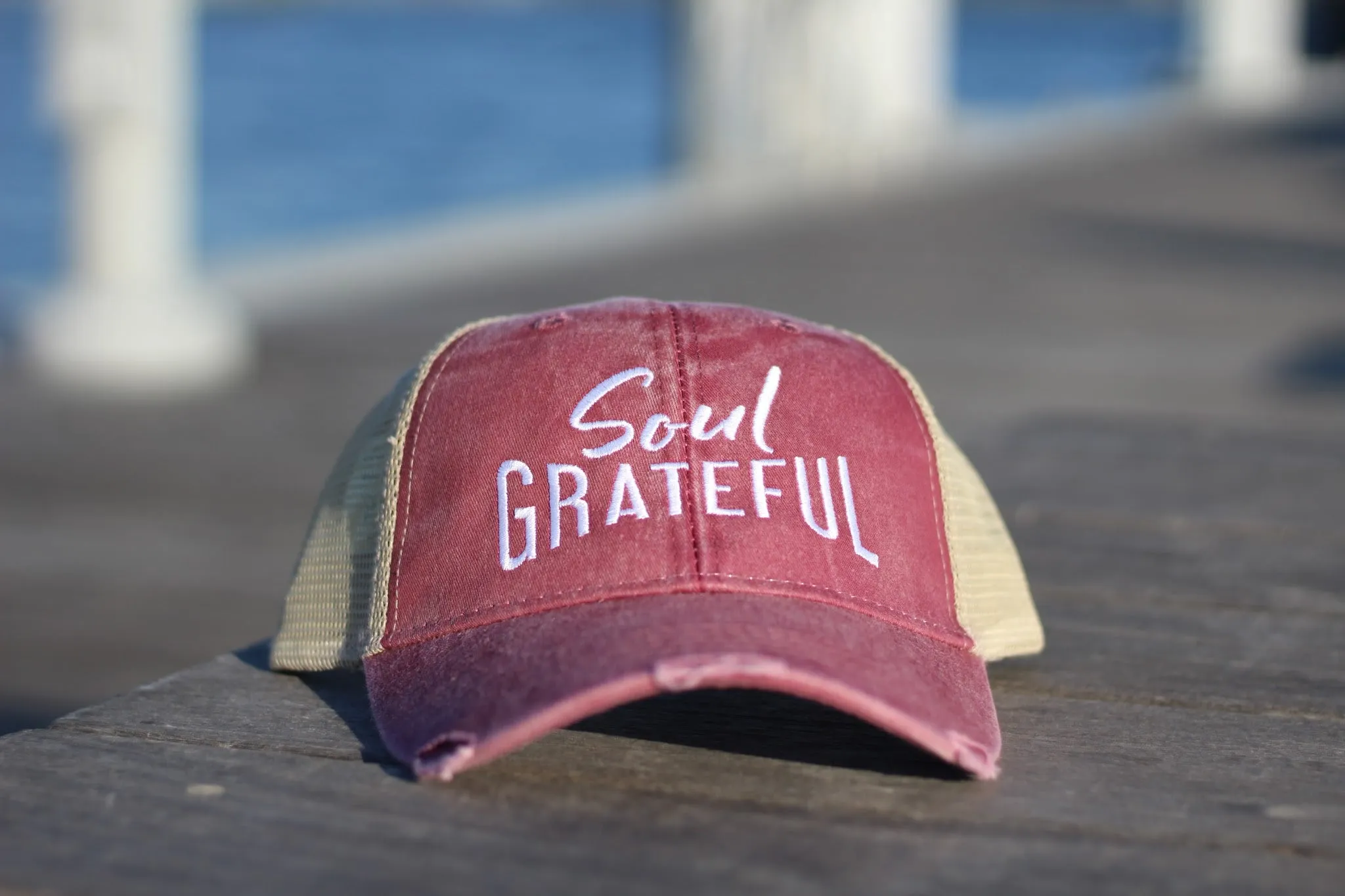 Soul Grateful Trucker Cap (Raspberry/Tan)