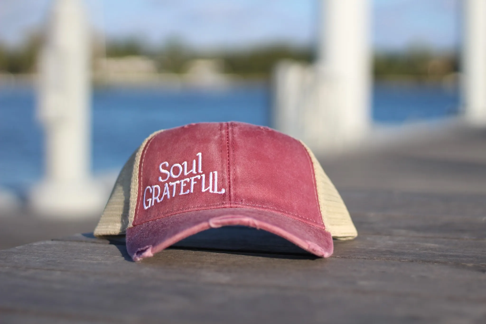 Soul Grateful Trucker Cap (Raspberry/Tan)