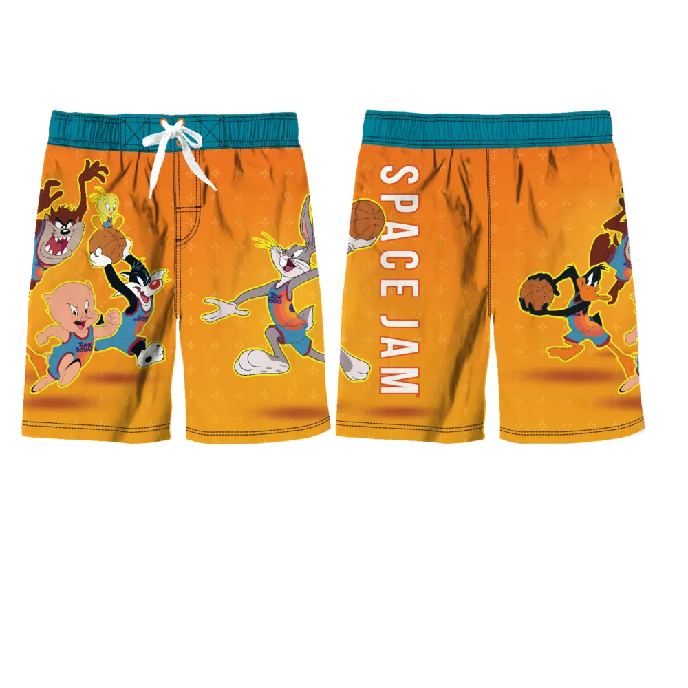 Space Jam Boy Swim Trunks Bathing Suit for Boys Orange