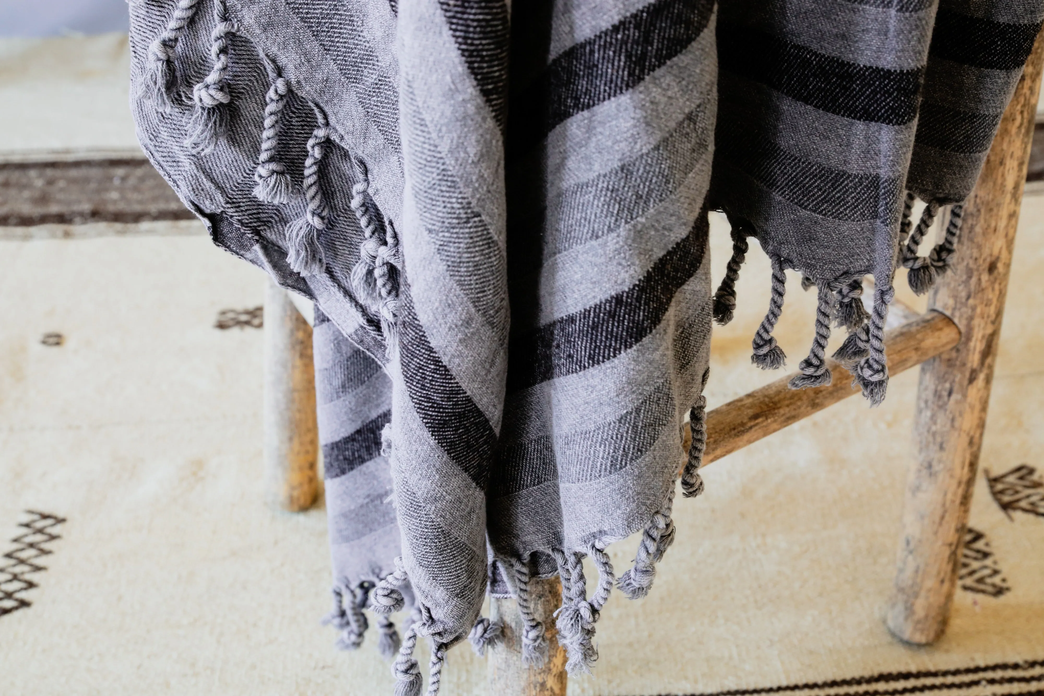 Striped Summer Pestemal in Stone