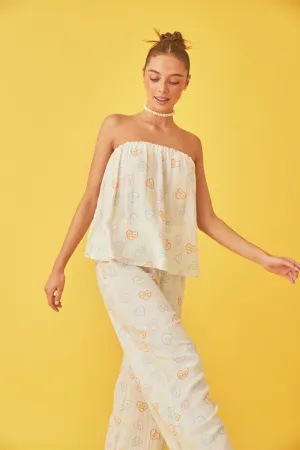 Summi Summi - GAUZE STRAPLESS TOP - MULTI DUMB LOVE PRINT