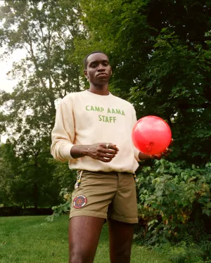 Swim Trunk with Embroidered Patch-Olive Monochrome