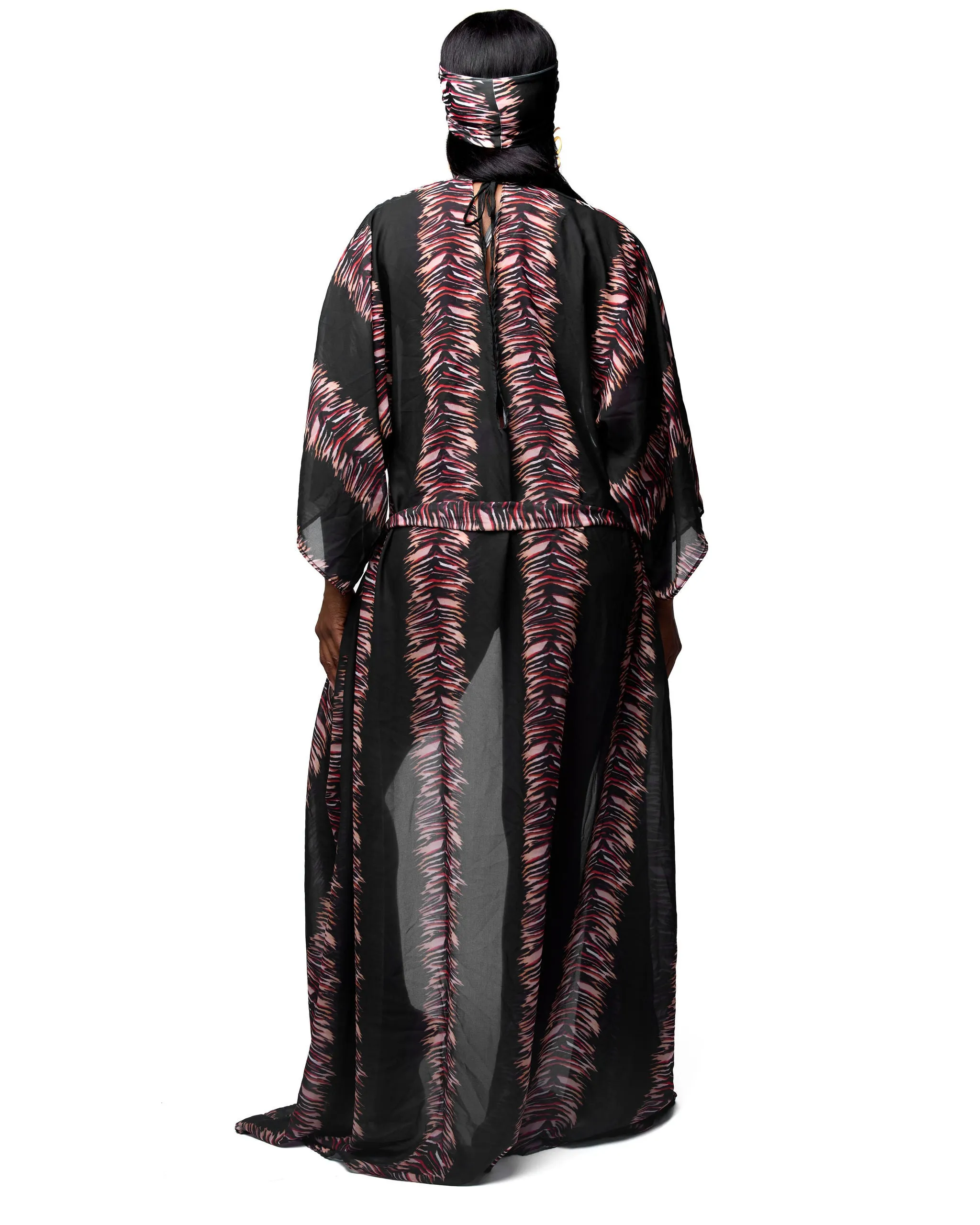 The Black Tiger Print Mondrian Kimono