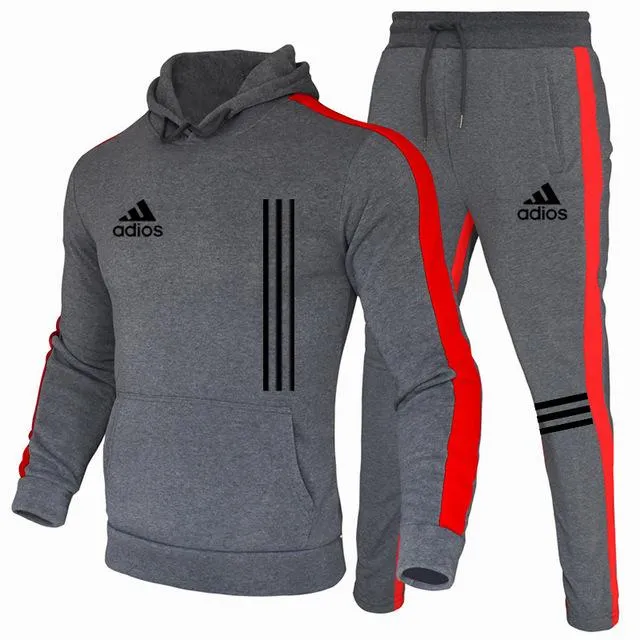 The New Men's Hoodie Sports Suit Cotton Polyester Drawstring Sportswear Trend Fashion Autumn And Winter Pullover Suit S-3XL
