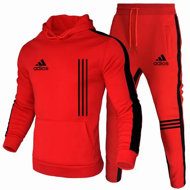 The New Men's Hoodie Sports Suit Cotton Polyester Drawstring Sportswear Trend Fashion Autumn And Winter Pullover Suit S-3XL