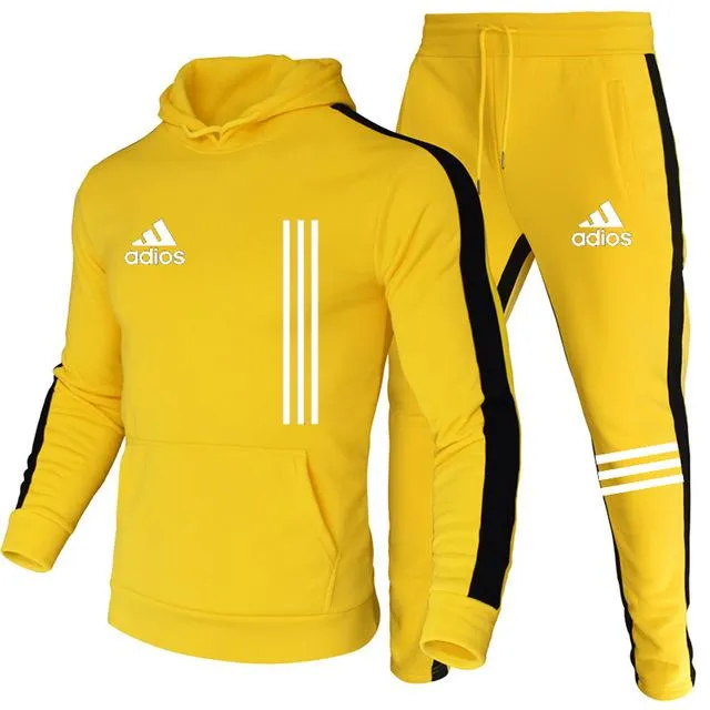 The New Men's Hoodie Sports Suit Cotton Polyester Drawstring Sportswear Trend Fashion Autumn And Winter Pullover Suit S-3XL