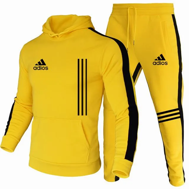 The New Men's Hoodie Sports Suit Cotton Polyester Drawstring Sportswear Trend Fashion Autumn And Winter Pullover Suit S-3XL