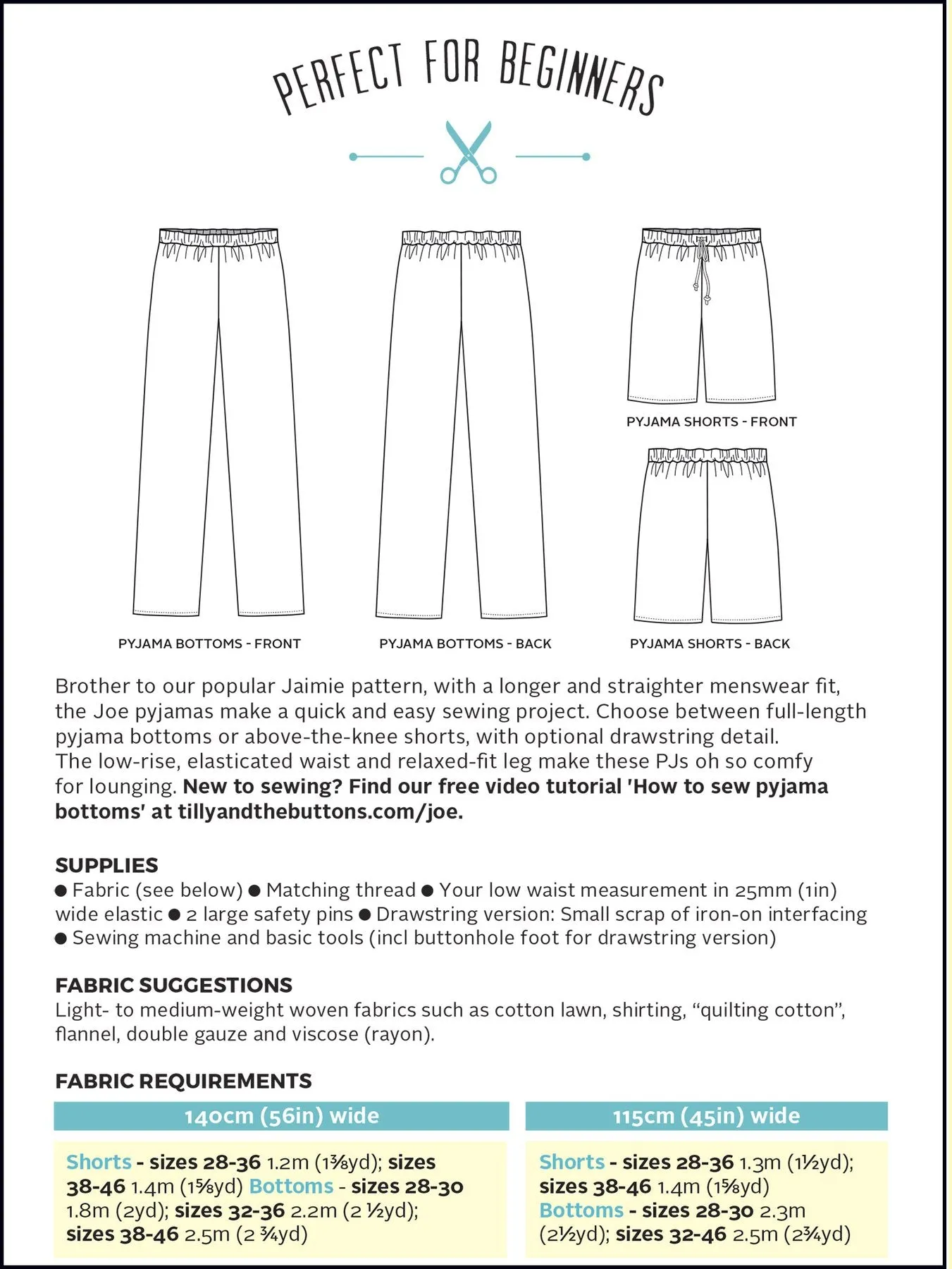 Tilly and the Buttons Joe PJ Bottoms/Shorts