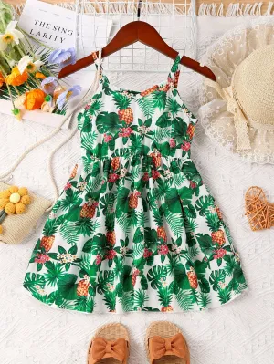 Toddler Girls Button Front Casual Cami Dress For Party Beach Vacation Kids Summer Clothes