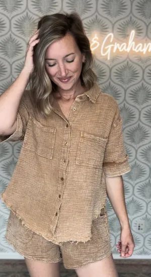 Toffee Gauze Top