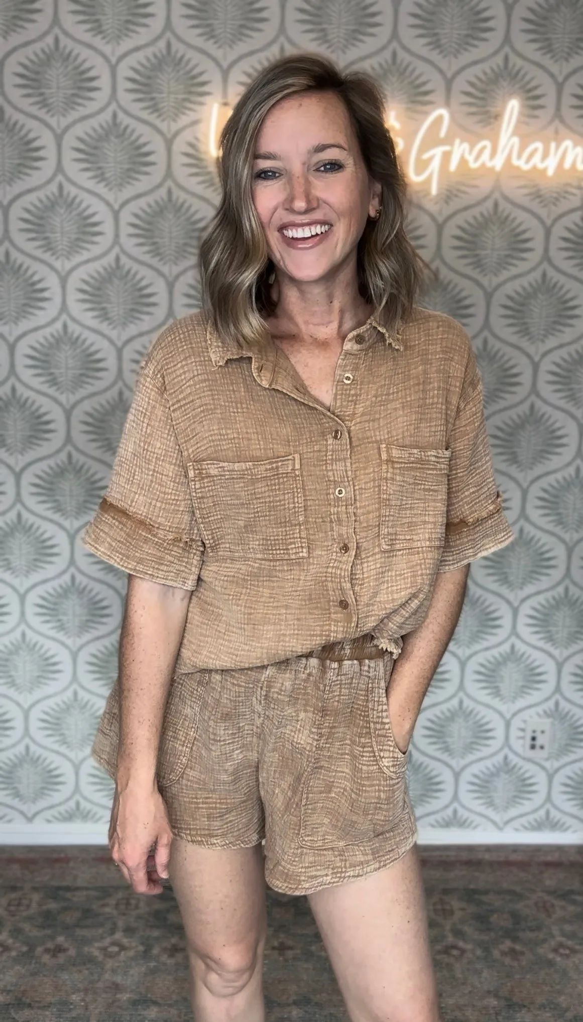 Toffee Gauze Top
