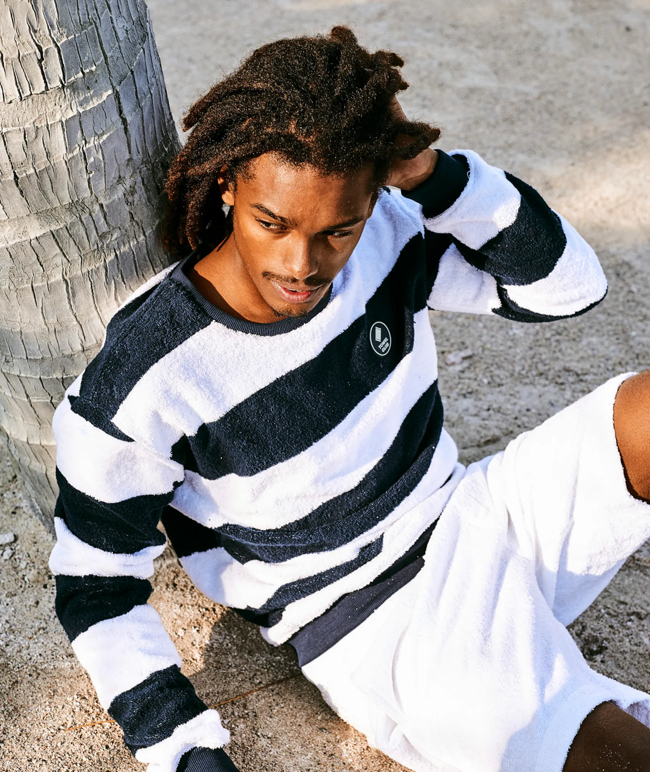 Towel Crewneck Navy Striped