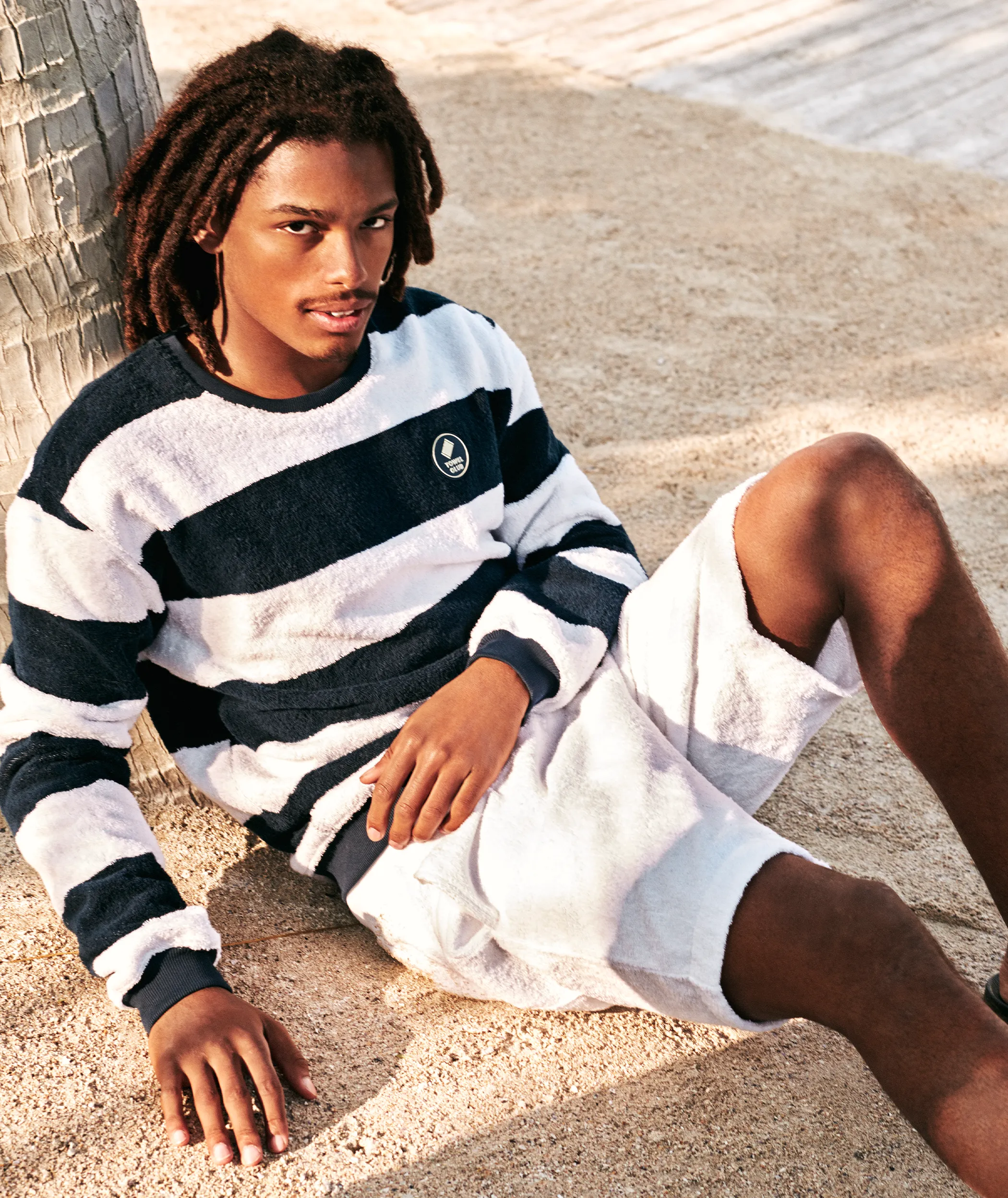 Towel Crewneck Navy Striped
