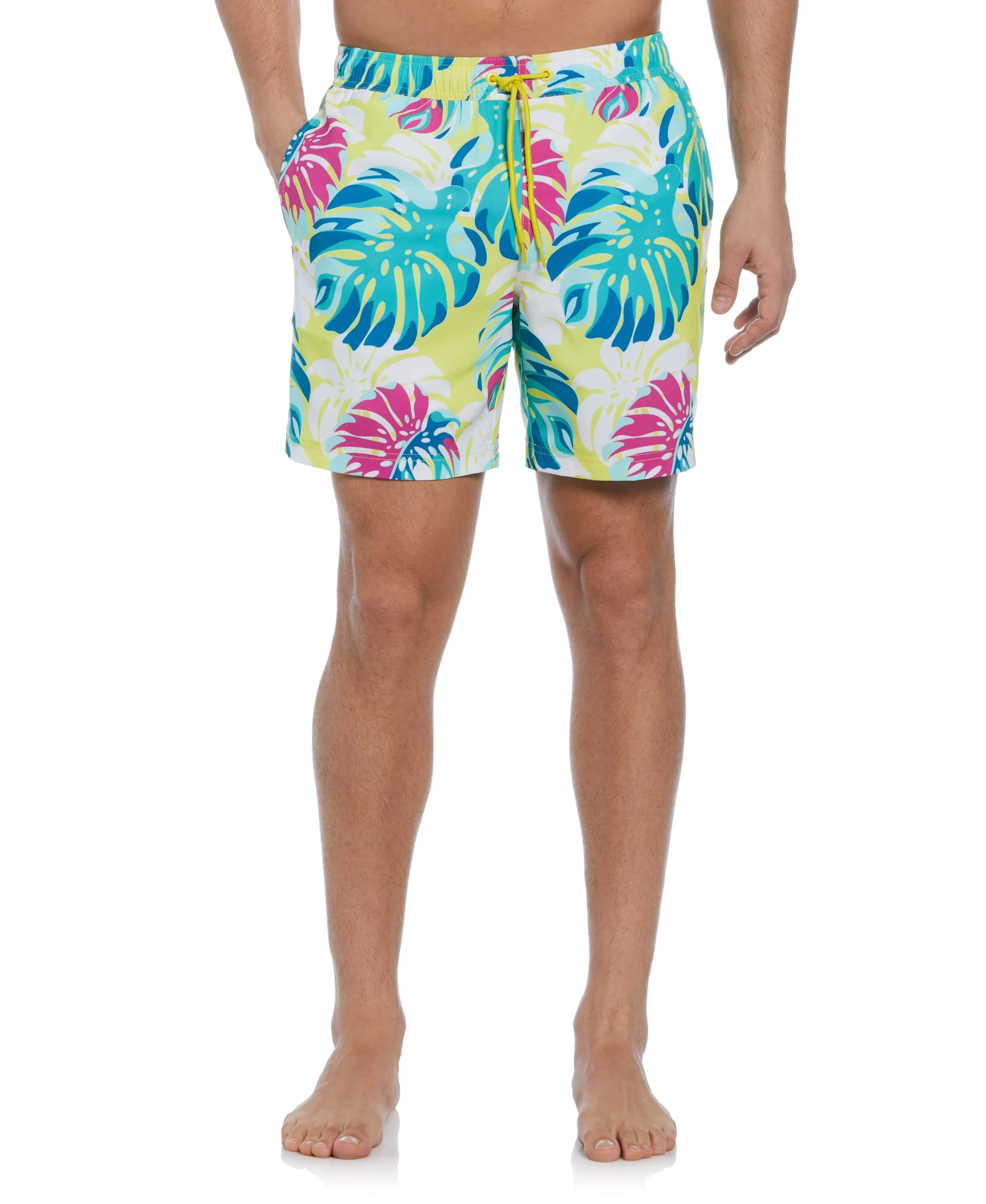 Tropical Leaf Print Swim Short