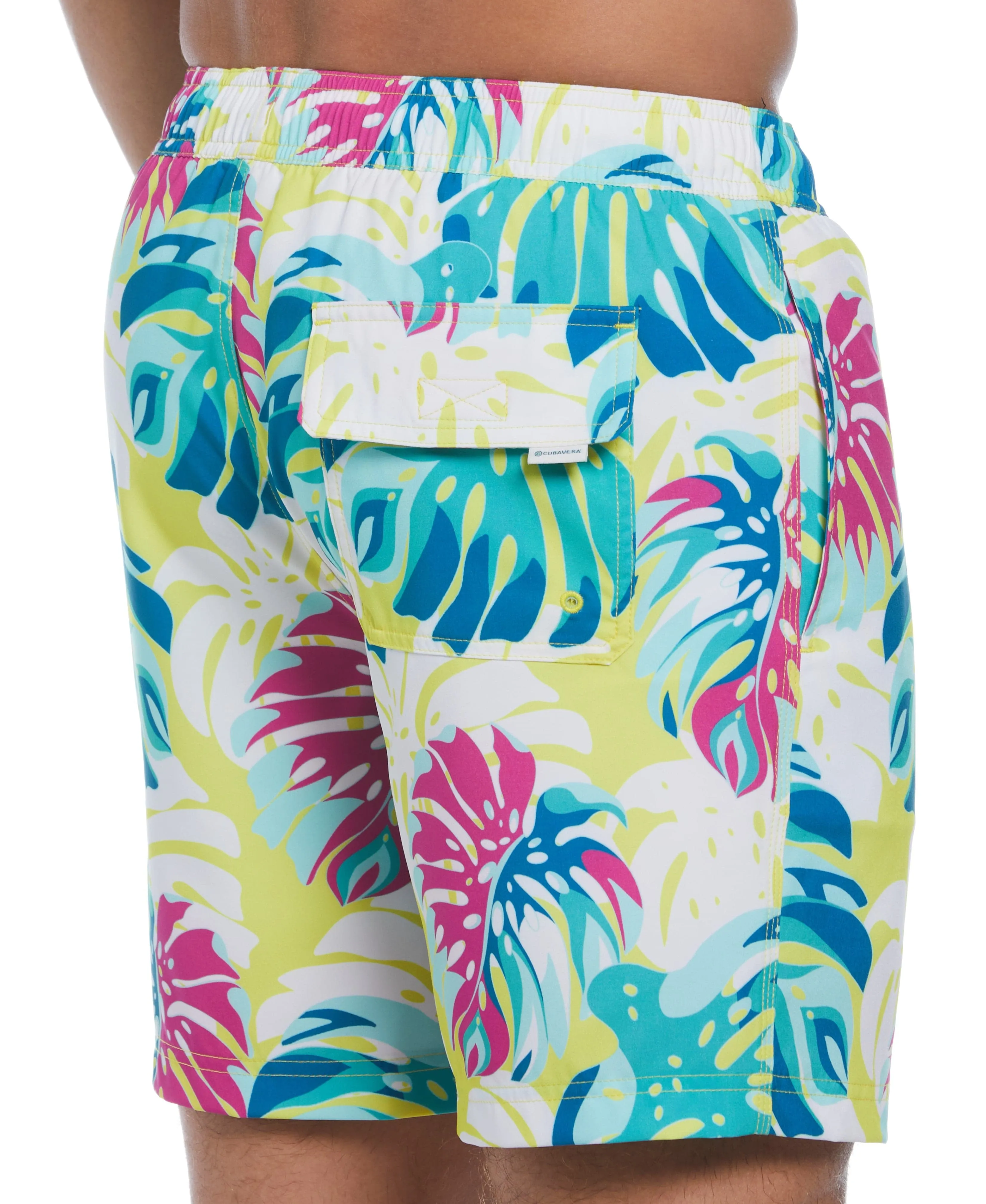 Tropical Leaf Print Swim Short